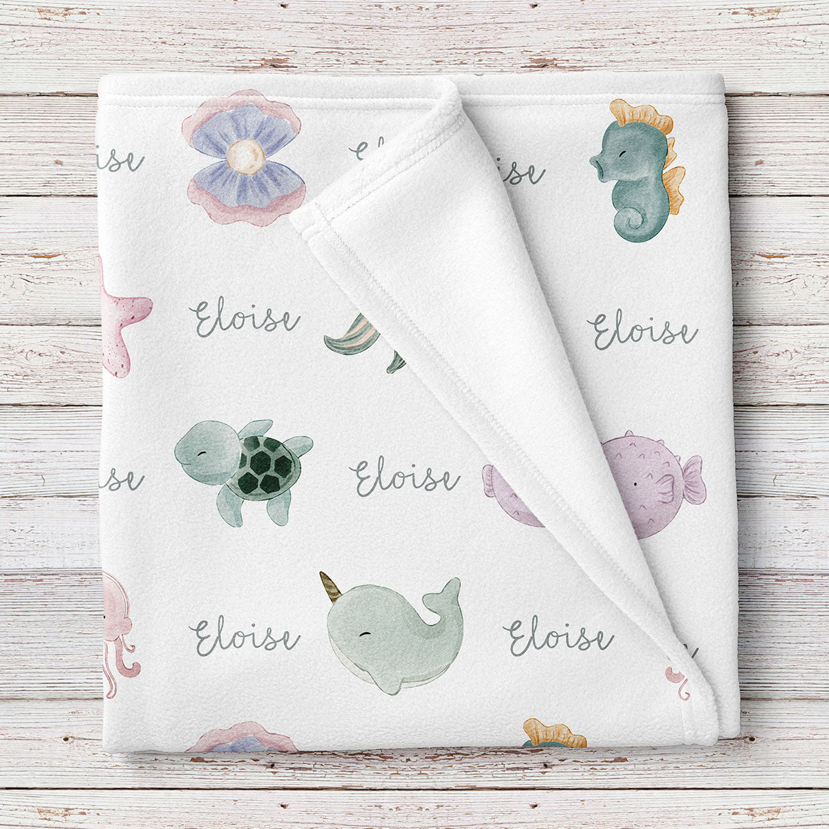 Under the sea personalized baby girl blanket – Stork Wares
