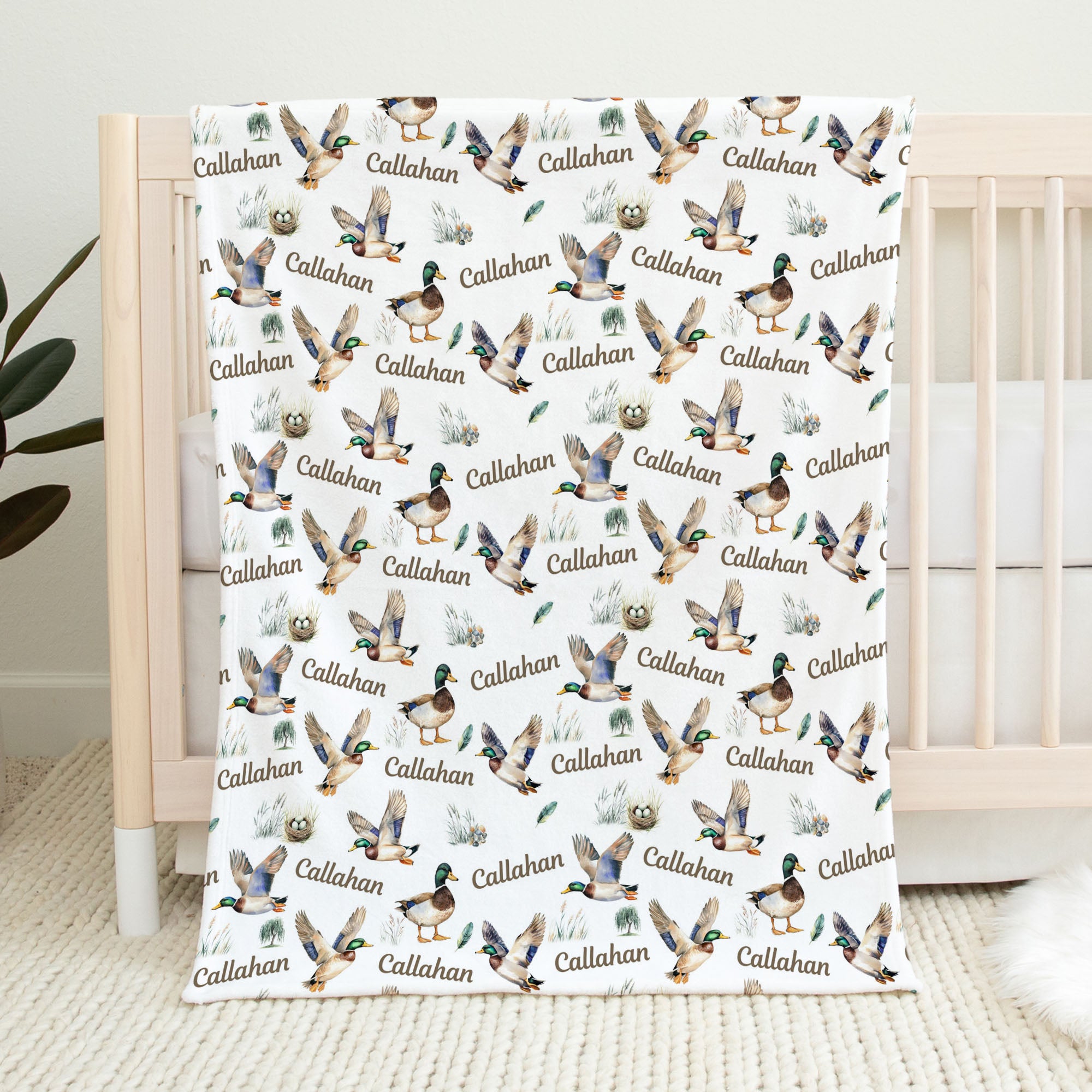 Mallard duck personalized baby blanket – Stork Wares