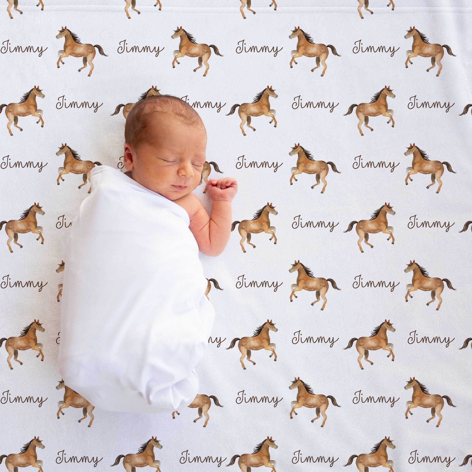 Horses Floral Baby Receiving Blanket 30"x40" - Ultra Soft Plush Double Sided Nursery Blanket For Newborns, Infants & Toddlers