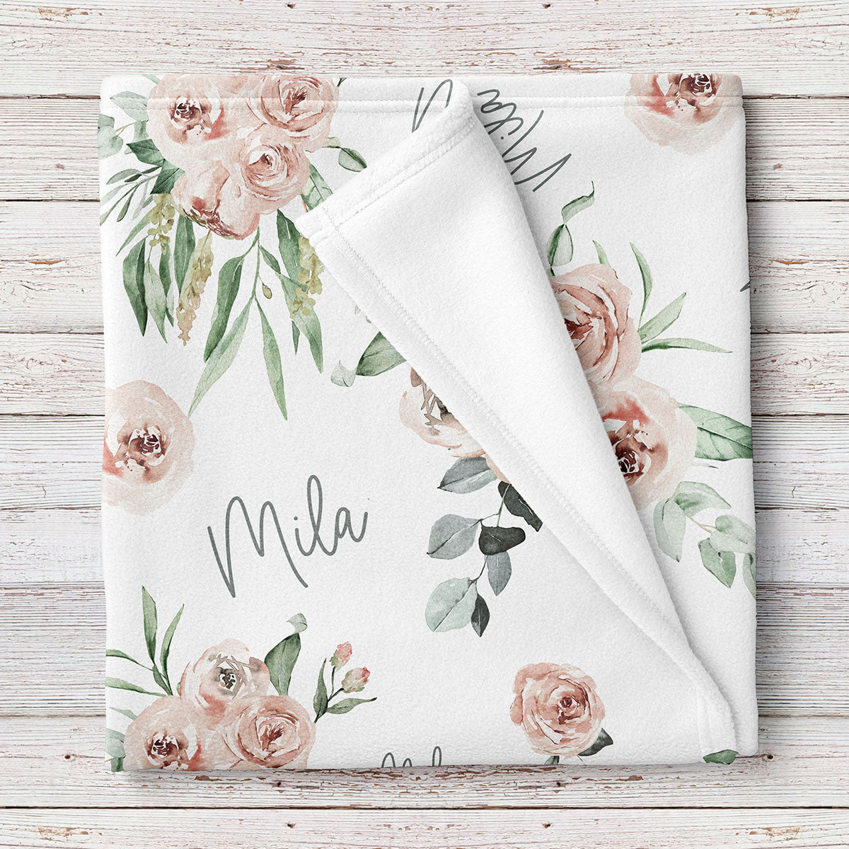 Soft floral rose personalized baby girl blanket – Stork Wares