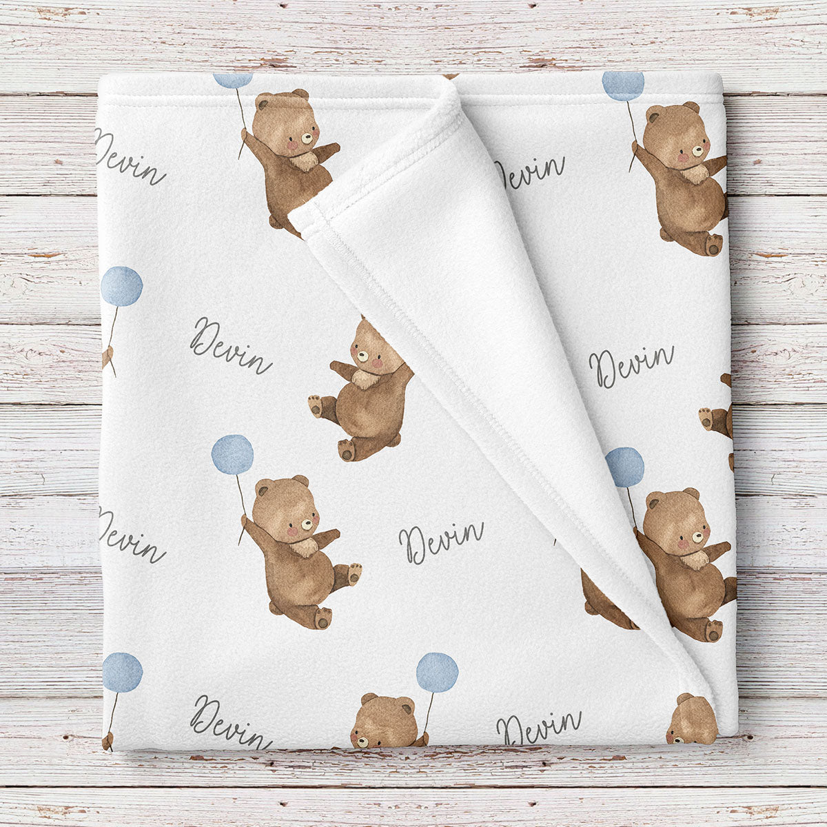 Teddy bears brown and blue personalized baby boy blanket – Stork Wares