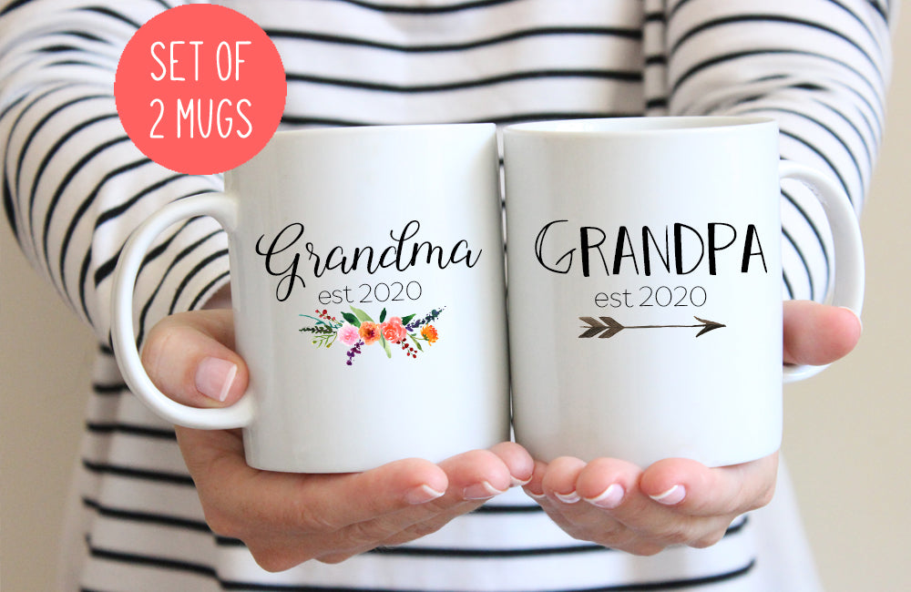 Grandparents mug set, Grandma and Grandpa 2022 or 2023 – Stork Wares