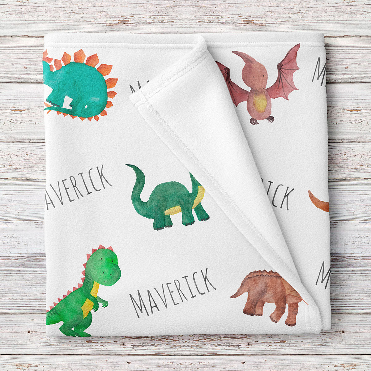 Personalized Dinosaur Watercolor Print Baby Name Blanket – Stork Wares